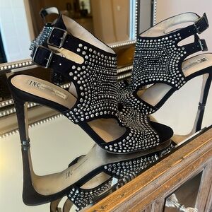 INC stunning studded black suede heels size 10M